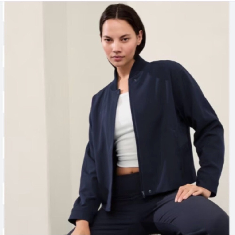 Women's Athleta Endless Bomber Navy Blue Jacket